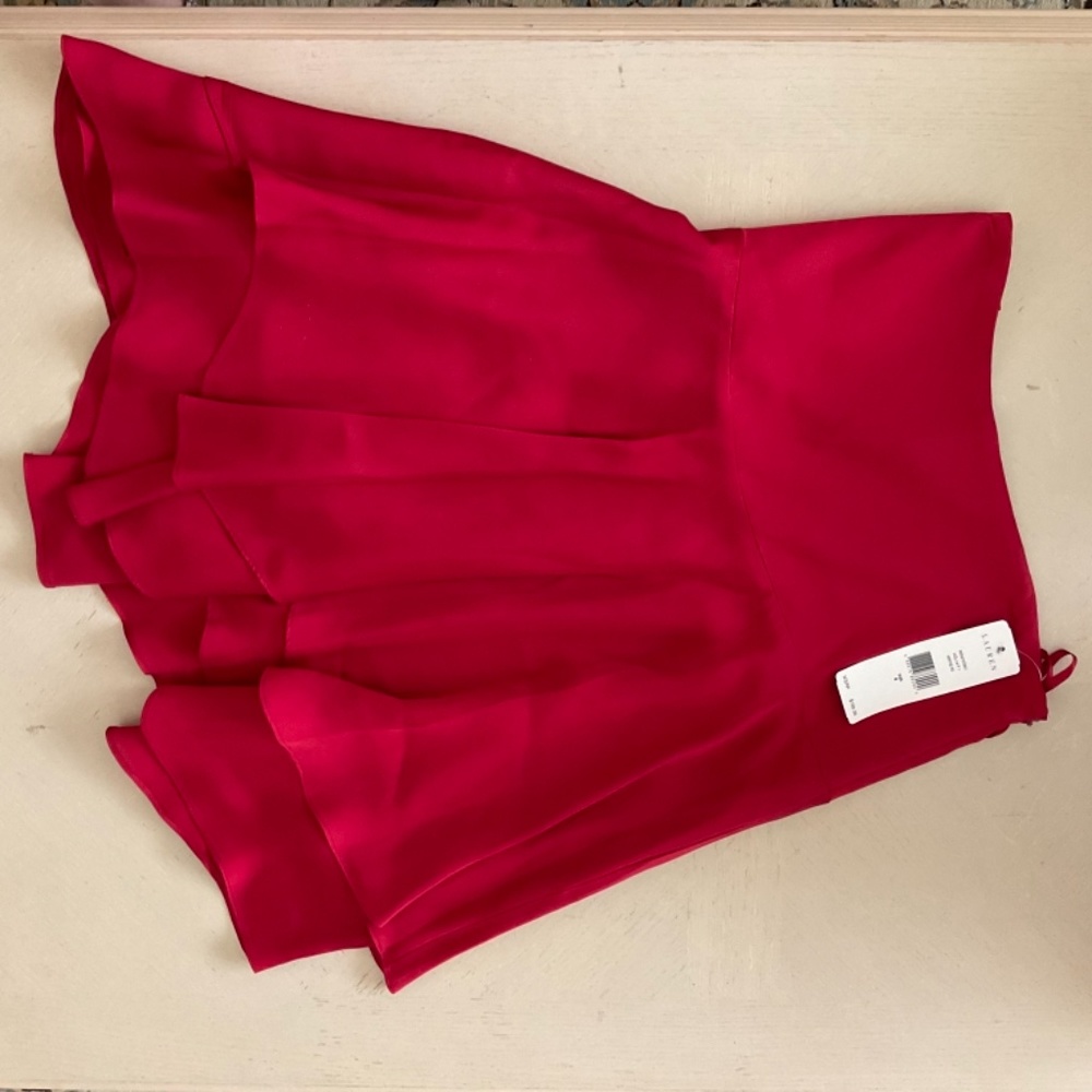 100% Silk Red Skirt Lauren Ralph Lauren Size 6 New - Picture 5 of 11